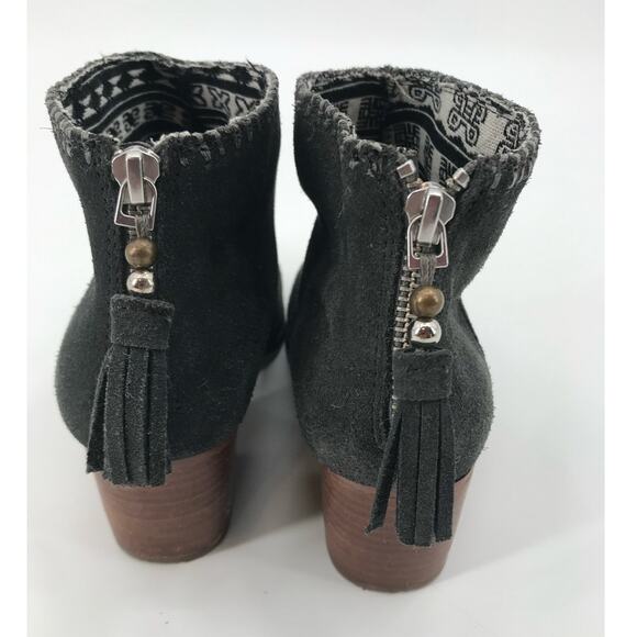 Toms Gray Suede Block Heel Back Zip Ankle Boots Size 7.5 - Picture 9 of 9